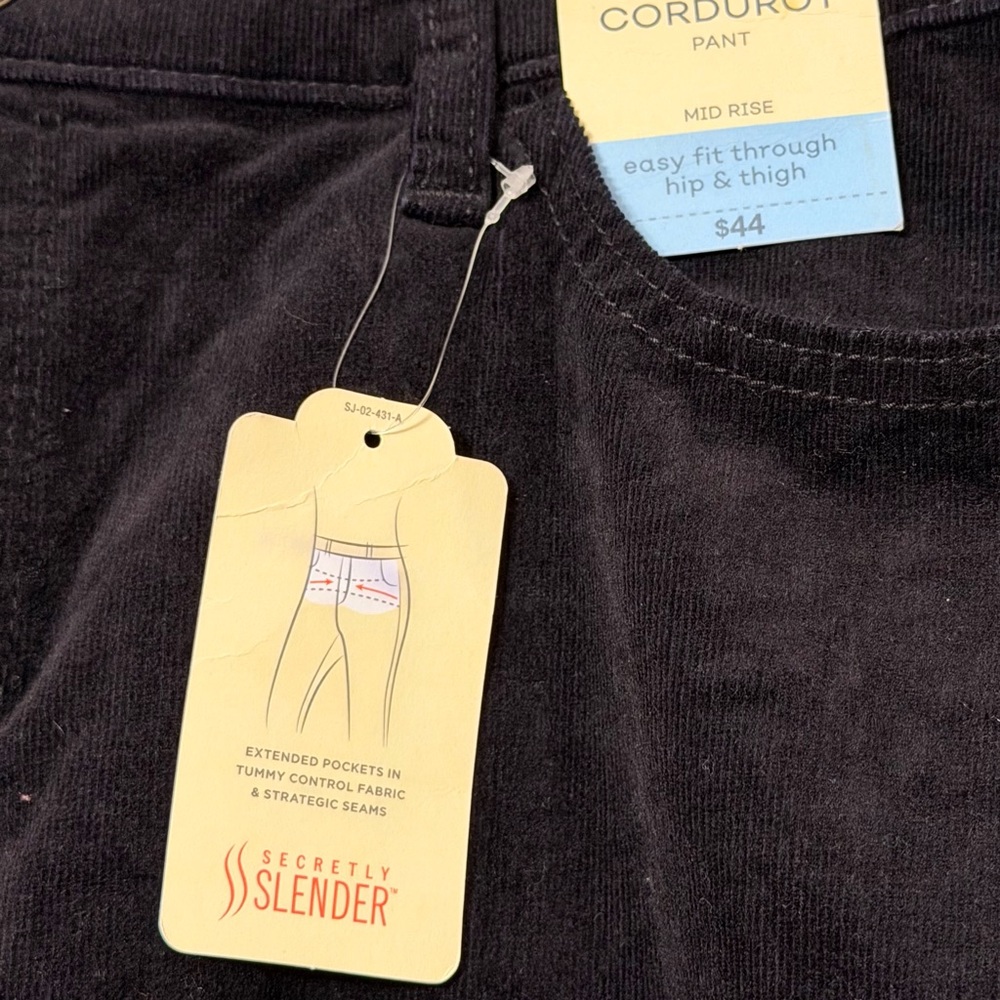 NWT St. John’s Bay Black Corduroy Pants - Picture 2 of 2